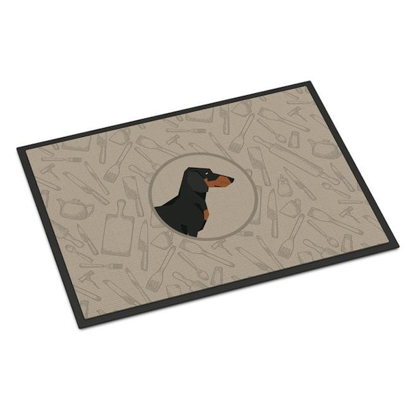 Carolines Treasures Carolines Treasures CK2180JMAT 24 x 36 in. Dachshund in the Kitchen Indoor or Outdoor Mat CK2180JMAT - main